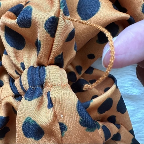 Rhode Jumpsuit Blake Long Sleeve Wide Leg Satin Leopard Cheetah Print L NWT New - Picture 15 of 15